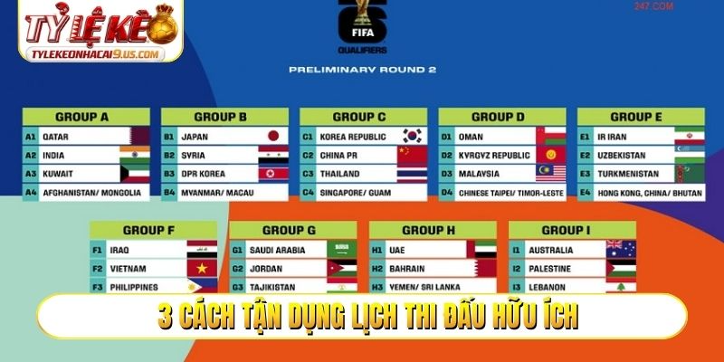3 thông tin có trong lịch thi đấu